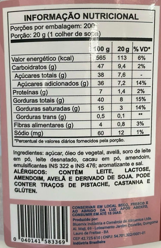 Blunella - Creme De Avelã Com Cacau - 4kg